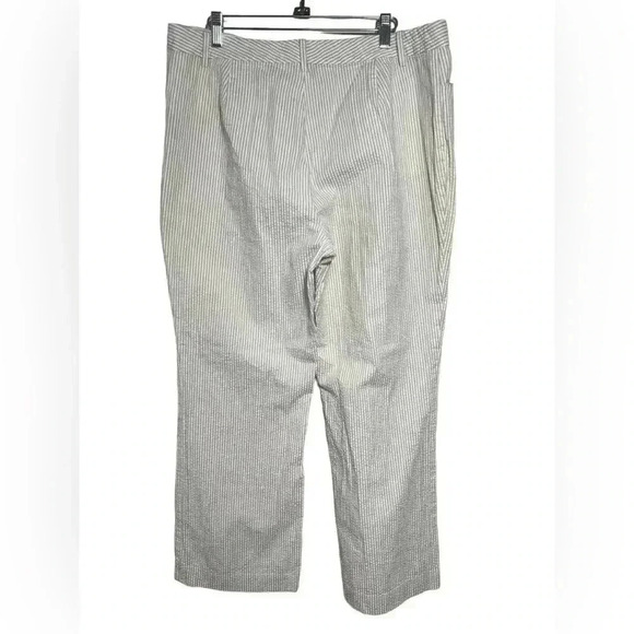 Lauren Ralph Lauren Cotton Seersucker Cream White Striped Pants size 16 - Picture 2 of 9